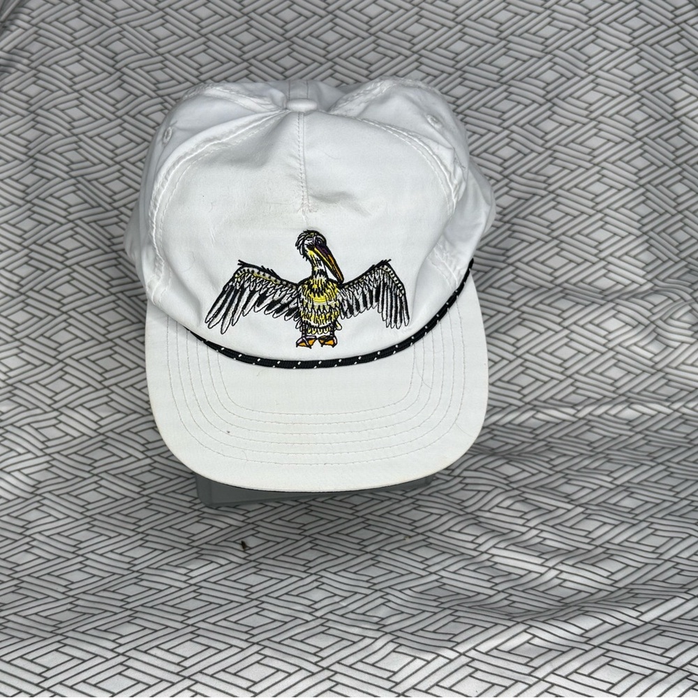 White Embroidered Bird Hat